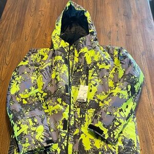 Aptro Ski Snow Puffer Jacket in Neon Yellow and Gray